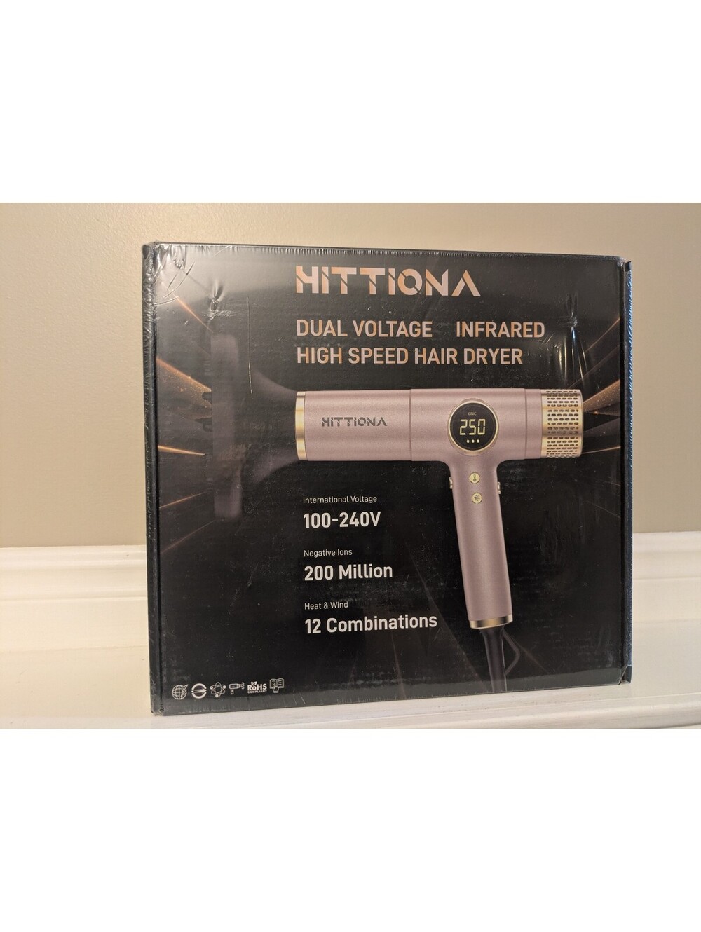 HITTIONA Dual Voltage Infrared High Speed Hair Dryer with LED Display - New